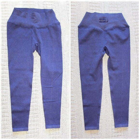 Balance Athletica Vitality Ribbed Leggings Size Large Seamless Hight Rise Blue - Picture 1 of 10
